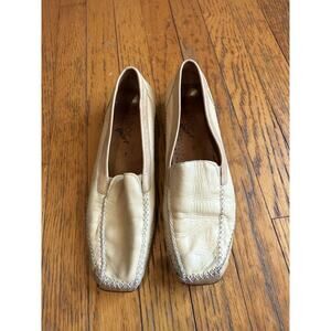 Gabor Sport Loafer Shoes Womens Size 7 Beige Leather Moc Toe Slip On 360688